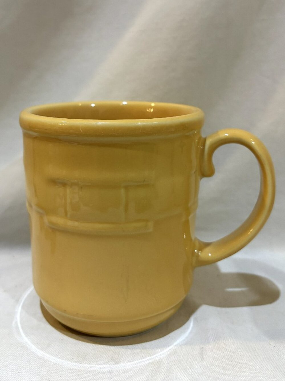 VTG Longaberger Woven Tradition Pottery Coffee Mug Butterscotch Yellow USA